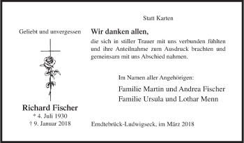 Traueranzeige von Richard Fischer von Siegener Zeitung