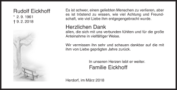 Traueranzeige von Rudolf Eickhoff von Siegener Zeitung