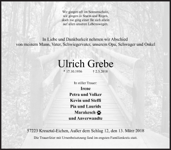 Traueranzeige von Ulrich Grebe von Siegener Zeitung