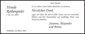 Traueranzeige von Ursula Rothenpieler von Siegener Zeitung