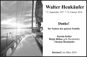 Traueranzeige von Walter Heukäufer von Siegener Zeitung