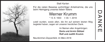 Traueranzeige von Werner Krumm von Siegener Zeitung