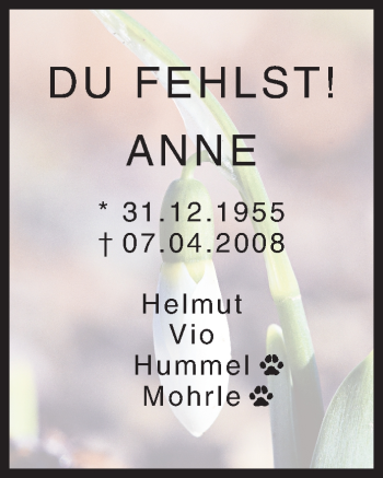 Traueranzeige von Anne  von Siegener Zeitung