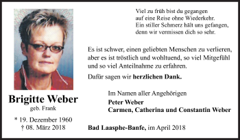 Traueranzeige von Brigitte Weber von Siegener Zeitung