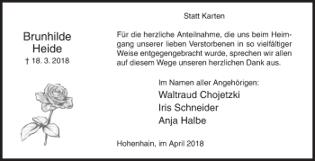 Traueranzeige von Brunhilde Heide von Siegener Zeitung