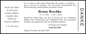 Traueranzeige von Bruno Reschke von Siegener Zeitung