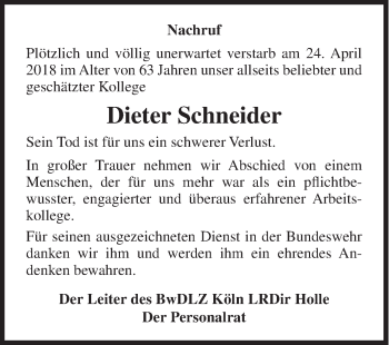 Traueranzeige von Dieter Schneider von Siegener Zeitung