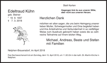 Traueranzeige von Edeltraud Kühn von Siegener Zeitung