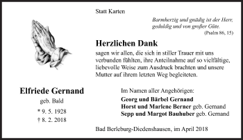 Traueranzeige von Elfriede Gernand von Siegener Zeitung