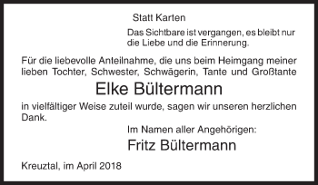 Traueranzeige von Elke Bültermann von Siegener Zeitung