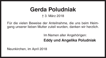 Traueranzeige von Gerda Poludniak von Siegener Zeitung