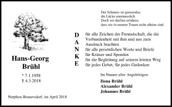 Traueranzeige von Hans-Georg Brühl von Siegener Zeitung