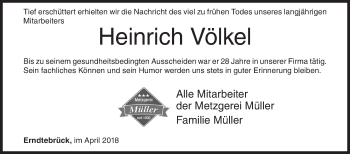 Traueranzeige von Heinrich Völkel von Siegener Zeitung