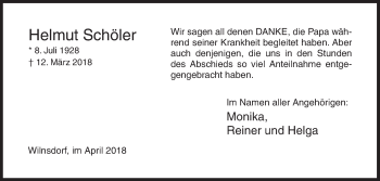 Traueranzeige von Helmut Schöler von Siegener Zeitung
