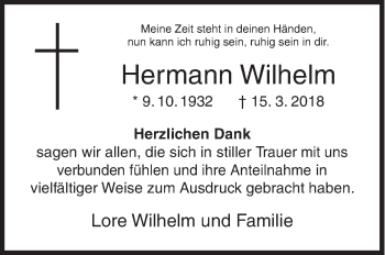 Traueranzeige von Hermann Wilhelm von Siegener Zeitung