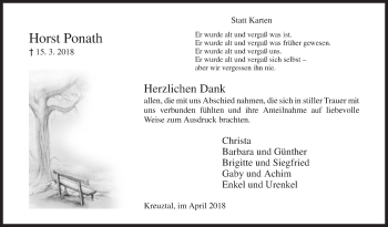 Traueranzeige von Horst Ponath von Siegener Zeitung