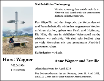 Traueranzeige von Horst Wagner von Siegener Zeitung