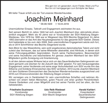 Traueranzeige von Joachim Meinhard von Siegener Zeitung