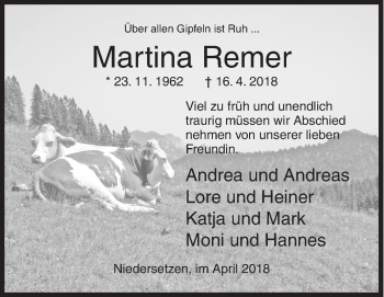 Traueranzeige von Martina Remer von Siegener Zeitung
