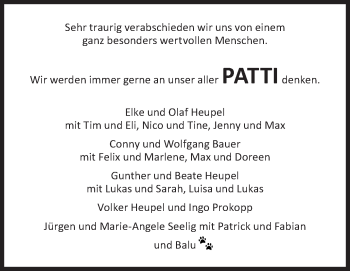 Traueranzeige von Patti  von Siegener Zeitung