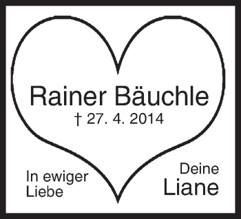 Traueranzeige von Rainer Bäuchle von Siegener Zeitung