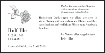 Traueranzeige von Rolf Eile von Siegener Zeitung