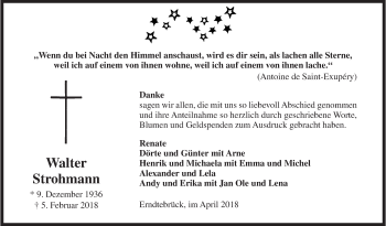 Traueranzeige von Walter Strohmann von Siegener Zeitung