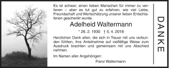 Traueranzeige von Adelheid Waltermann von Siegener Zeitung