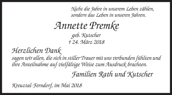 Traueranzeige von Annette Premke von Siegener Zeitung