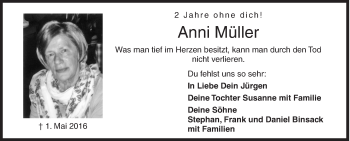 Traueranzeige von Anni Müller von Siegener Zeitung