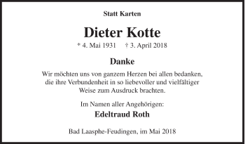 Traueranzeige von Dieter Kotte von Siegener Zeitung