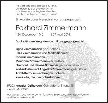 Traueranzeige von Eckhard Zimmermann von Siegener Zeitung