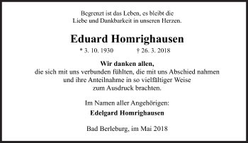 Traueranzeige von Eduard Homrighausen von Siegener Zeitung