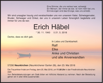 Traueranzeige von Erich Häbel von Siegener Zeitung