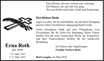 Traueranzeige von Erna Roth von Siegener Zeitung
