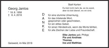 Traueranzeige von Georg Jantos von Siegener Zeitung