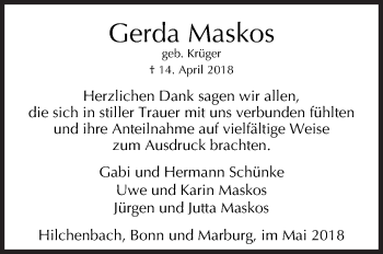 Traueranzeige von Gerda Maskos von Siegener Zeitung