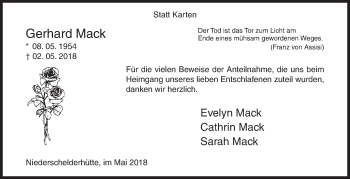 Traueranzeige von Gerhard Mack von Siegener Zeitung