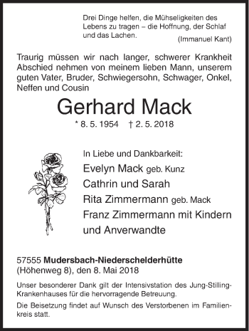 Traueranzeige von Gerhard Mack von Siegener Zeitung