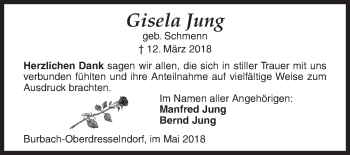 Traueranzeige von Gisela Jung von Siegener Zeitung