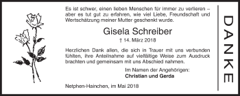 Traueranzeige von Gisela Schreiber von Siegener Zeitung