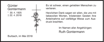 Traueranzeige von Günter Gontermann von Siegener Zeitung