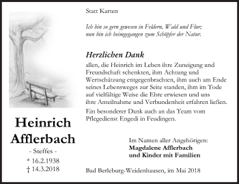 Traueranzeige von Heinrich Afflerbach von Siegener Zeitung