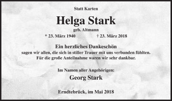 Traueranzeige von Helga Stark von Siegener Zeitung