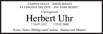 Traueranzeige von Herbert Uhr von Siegener Zeitung
