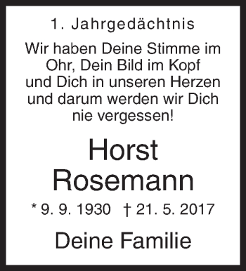 Traueranzeige von Horst Rosemann von Siegener Zeitung