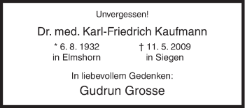 Traueranzeige von Karl-Friedrich Kaufmann von Siegener Zeitung