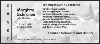 Traueranzeige von Margitta Schramm von Siegener Zeitung