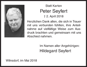 Traueranzeige von Peter Seyfert von Siegener Zeitung