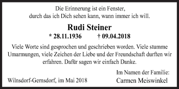 Traueranzeige von Rudi Steiner von Siegener Zeitung